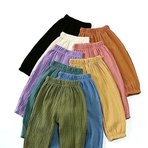 Toddler Casual Long Pants Trousers Summer Fall Kids Baby Boy Girl Cotton Linen Bloomer Elastic Basic Harem Pants Joggers 1-8T3