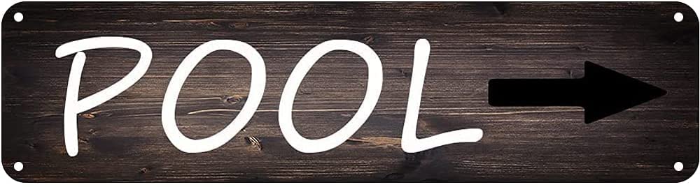 Pool Right Arrow Retro Tin Signs Aluminum Metal Sign for Kitchen Home Garden Wall Bar Cafe Decor 4x16 Inch