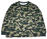 True Religion Men's Long Sleeve Logo Tee, Camo, Medium