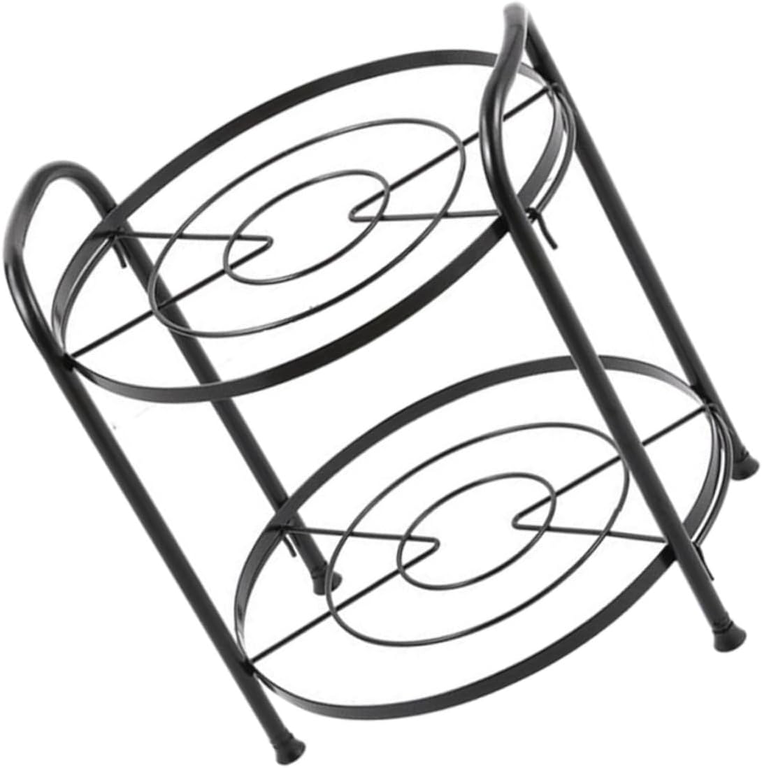 1 PC Two Layer Household Pot Rack Multipurpose Black Kitchen Storage Shelf for Easy Pot Organization Saving Design for Home Kitchen Use