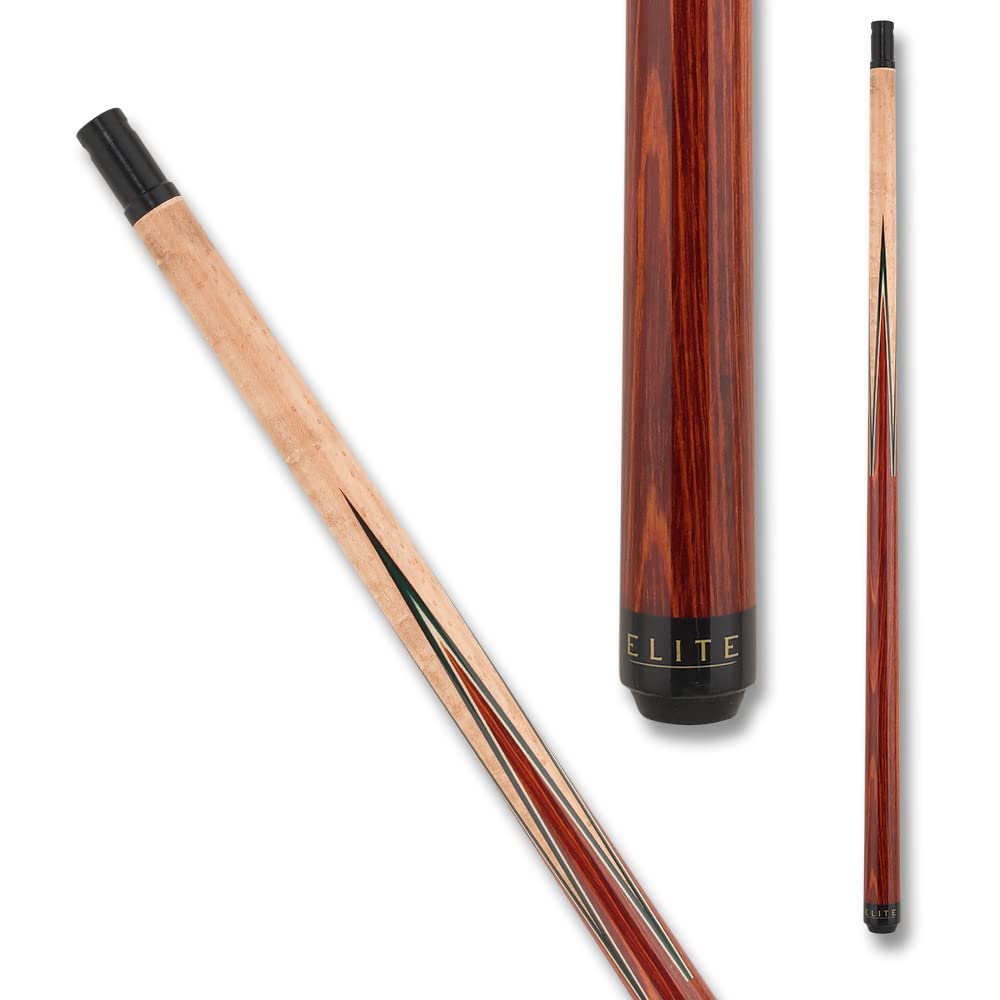 Elite EP34 Sneaky Pete Pool Cue - Maple and Cocobolo Points, Natural Maple with Black and Green Veneers - 21oz