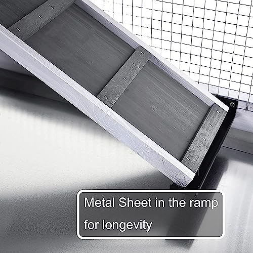 Emkk Rabbit Hutch Indoor Outdoor Rabbit Cage Outdoor Chicken Coop Guinea Pig Cage On Wheels Wood House Pet Cage Bunny Cage With Deep No Leakage Pull Out Tray,Waterproof Roof,Running Cage #TOP6