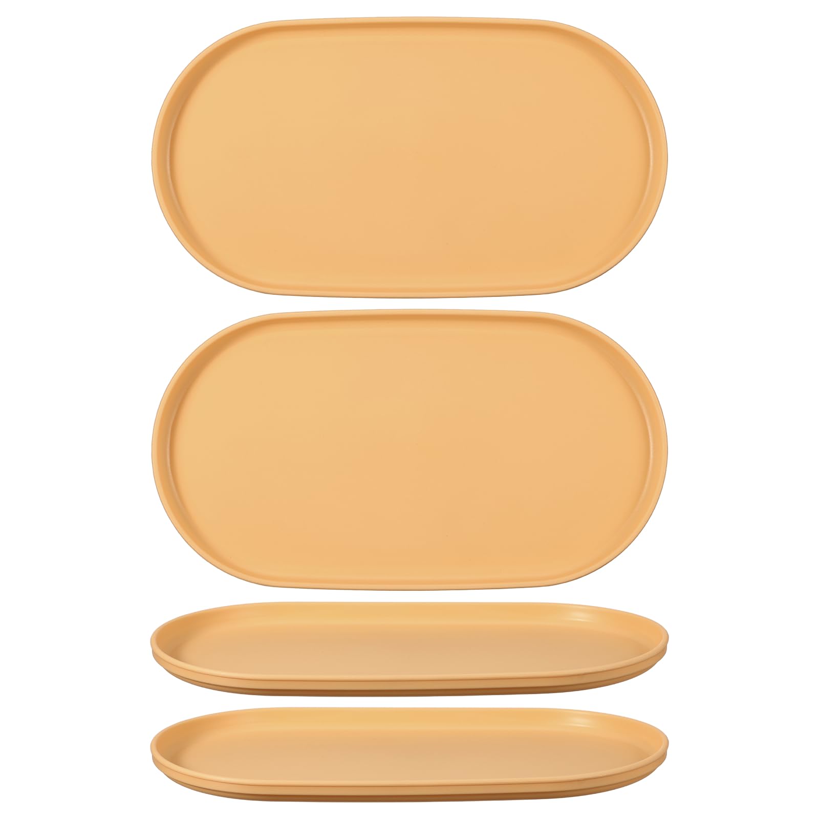 sourcing map 4Pcs Fast Food Serving Trays, 30.5x16.8cm Oval Reusable Restaurant Serving Trays for Kitchen Restaurant Coffee Fruit Burger Lunch Dessert, Creamy Yellow