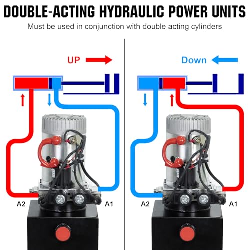 Image of DC HOUSE Electric Hydraulic Pump Unit Metal Reservoir for Dump Trailer (Double Acting 10 Quart)
