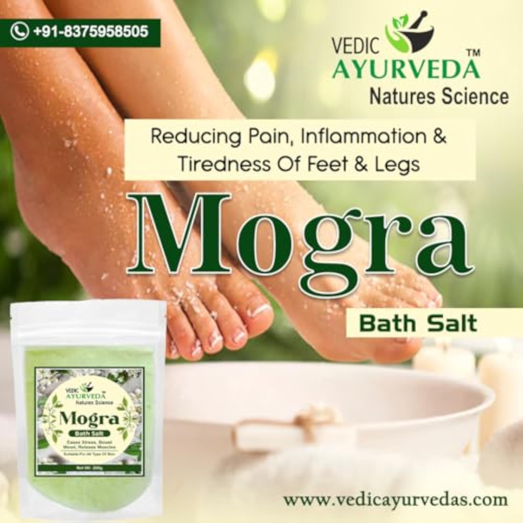 Vedic Ayurveda Mogra Bath Salt Combo, Herbal Spa Gift