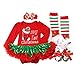 Produktbild BabyPreg® Baby Mädchen Mein erstes Weihnachten Sankt Kostüm-Partei-Kleid 4PCS (Grün Meine erste Weihnachtssocke, 9-12 Monate)
