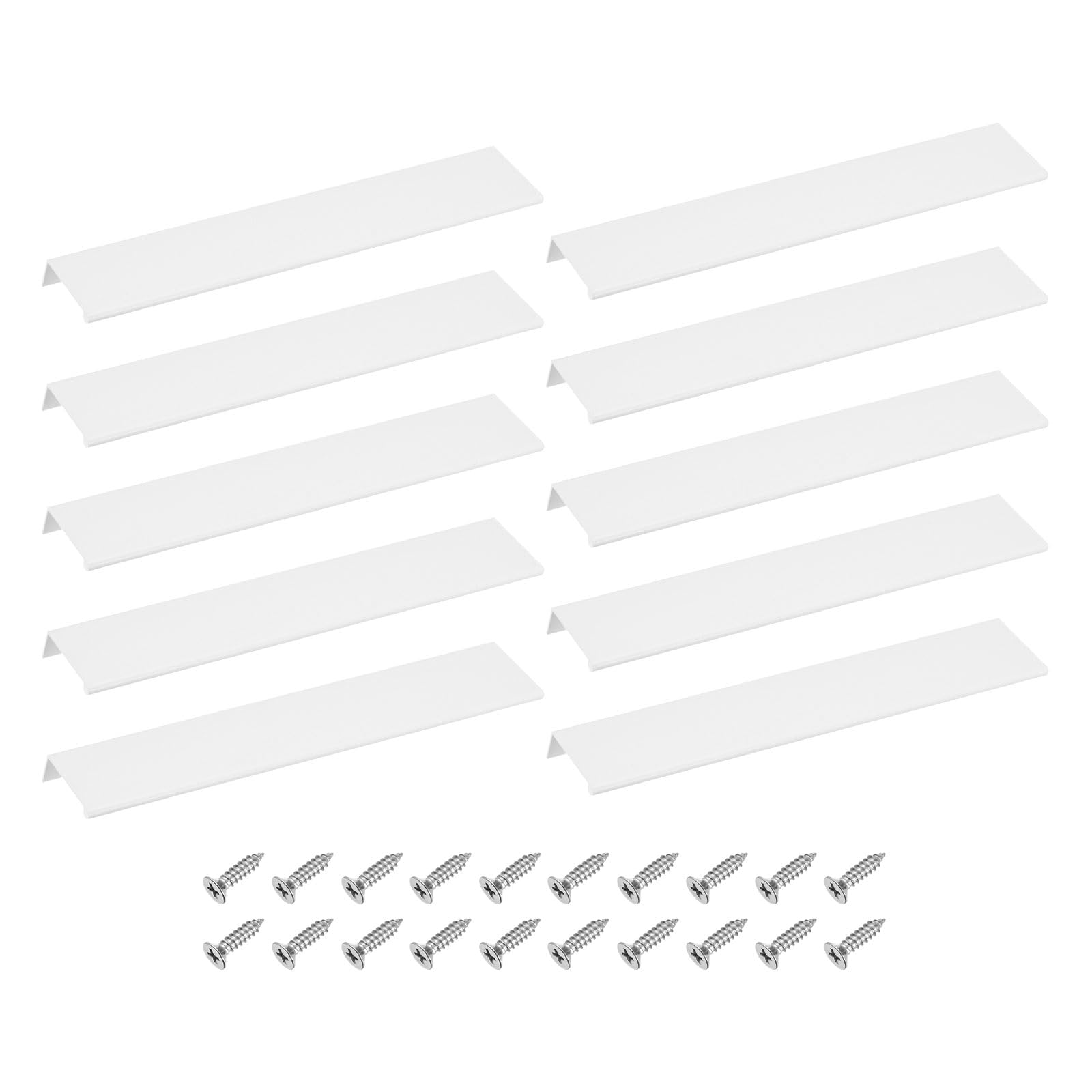 sourcing map Cabinet Finger Edge Pull, 10pcs 300mm / 11.81" Aluminum Alloy Back Mount Hidden Drawer Edge Handles, Modern Concealed Tab Pulls for Home Kitchen Furniture, White
