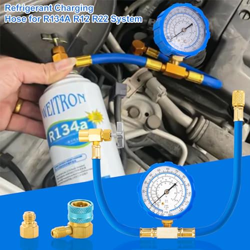 Tigbear R134A Refrigerant Recharge Kit, Refrigerant Charging Hose Set with BPV31 Bullet Piercing Tap Valve, R134A Self-Sealing Adapter, for Home AC Refrigerant System