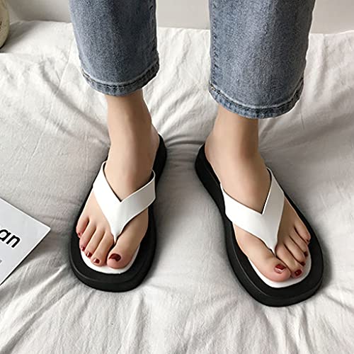 MTFBQ Flip Flop Sandals for Women Leather Platform Leather Slippers, Skidproof Lightweight Women Indoor&Outdoor Slipper Open-Toe Gym Sandy Beach Flip Flop Comfortable Soft Sandals3