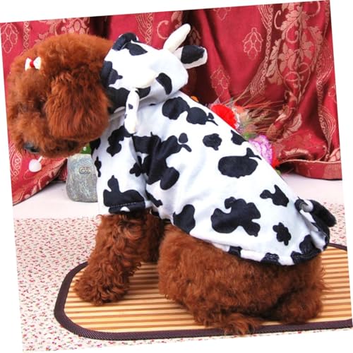 Disfraz para perro print vaca talla L suave algodón miniatura 3