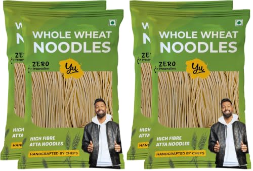 Image of Yu Foodlabs - Whole Wheat Noodles - 100% Atta & Zero Maida - Easy To Digest Healthy Noodles - No Preservatives & 100% Natural - Just Boil - Ready In 5 Mins - Serves 6-300 grams (Pack Of 4)