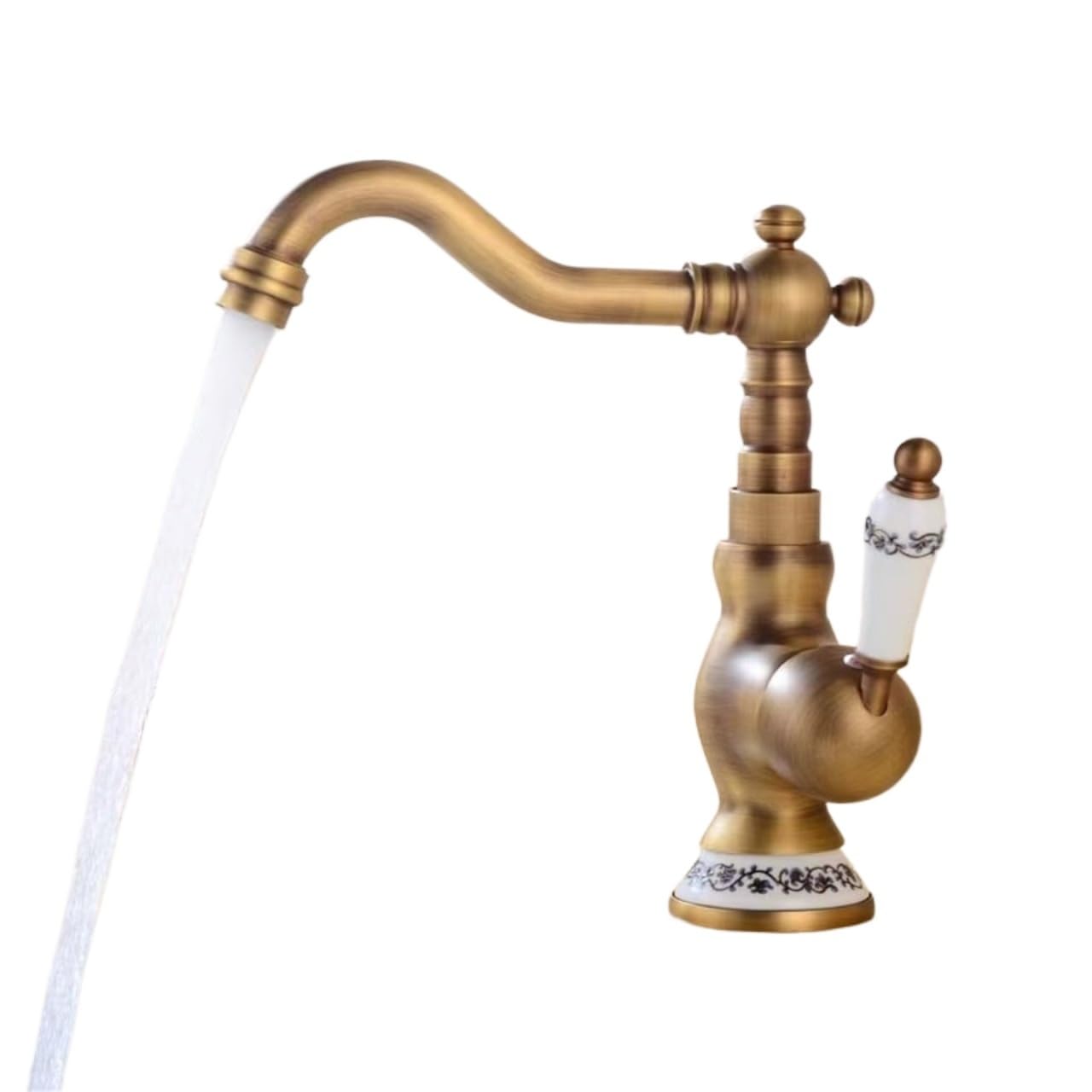 Genérico Grifo De Cocina Retro con Manijas Dobles Giratorias De 360° | Grifo Mezclador De Agua Fría Y Caliente, De Bronce Antiguo De Alta Gama, Para Casas De Campo Y Bares (Antique Short)