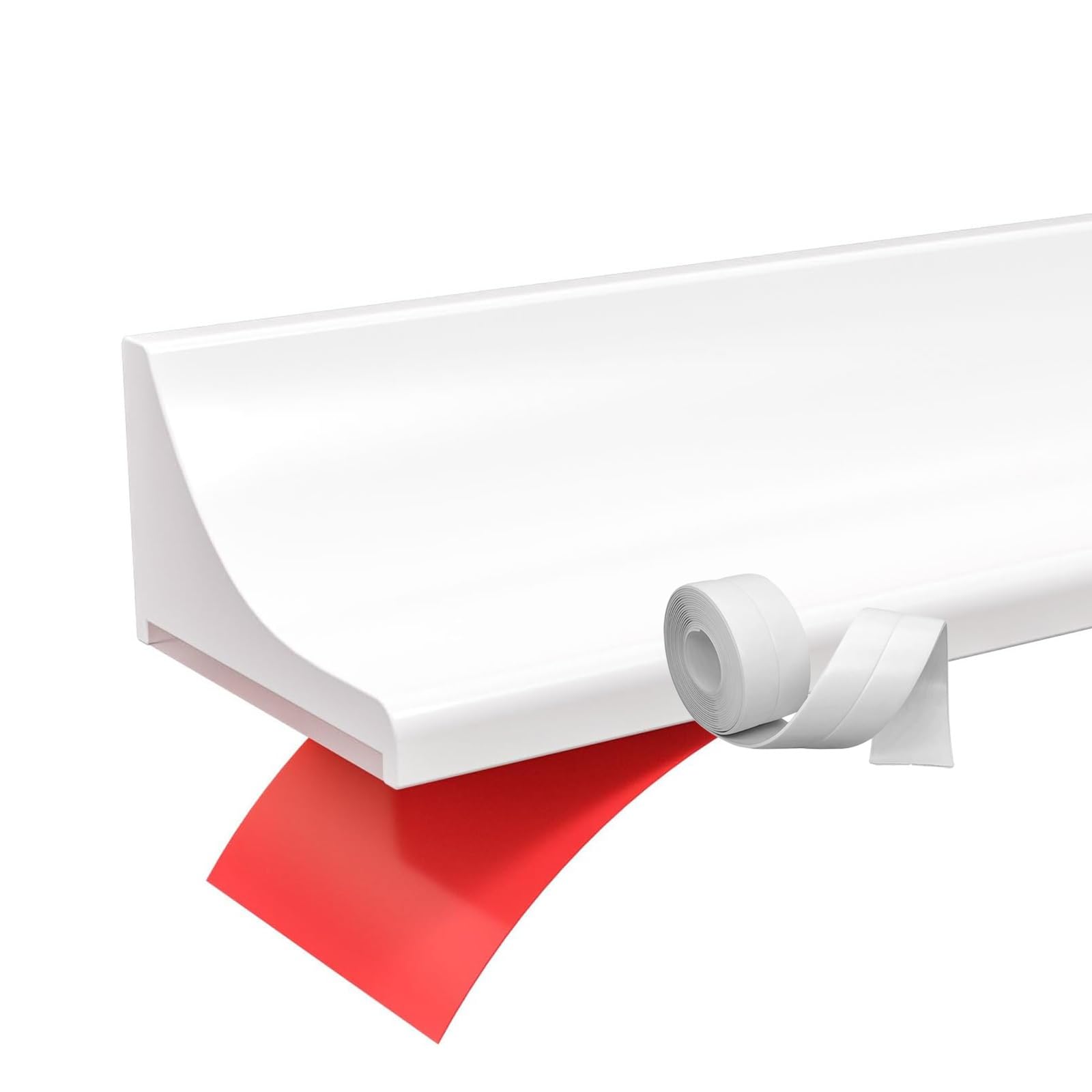Striscia impermeabile per bagno, Soglia doccia pieghevole Diga d'acqua con nastro adesivo, Barriera acqua autoadesiva, Protezione acqua in silicone Paraspruzzi acqua ( Color : White , Size : 210cm )