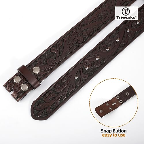 Women's Western Genuine Leather Belt Strap No Buckle Cowgirl Style3