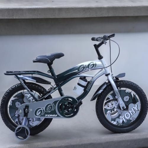 Image of TONY Cycle Bicycles Sports Gigi 16T BMX Single Speed Bicycle for Kids (5-8 Years) Boys & Girls | Double Back Seat | Training Wheels | Water Sipper | Ideal for Outdoor Fun (Silver)