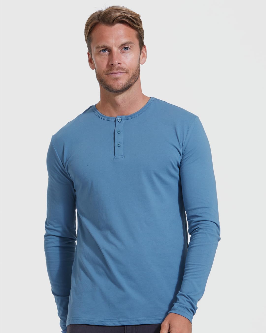 Snapklik.com : Long Sleeve Henley Shirt For Men Premium Fitted Mens ...