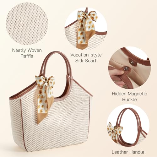 Bolso tote grande de paja tejido para mujer miniatura 5