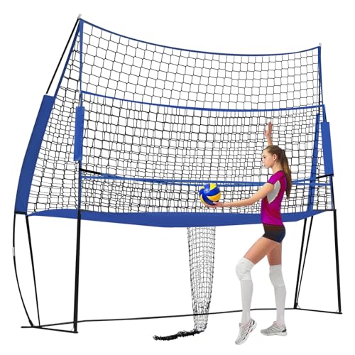 Volleyball Training Net, 8x11 ft Volleyball Practice Net Station with 4 Adjustable Heights for Backyard, Outdoor, Indoor Training Equipment System Freestanding Set,