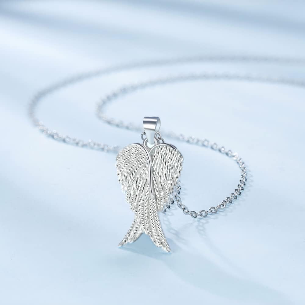 Wings Necklace 925 Sterling Silver Angel Pendant Necklace for love and free Jewelry Gift for Women with gift box - Image 3