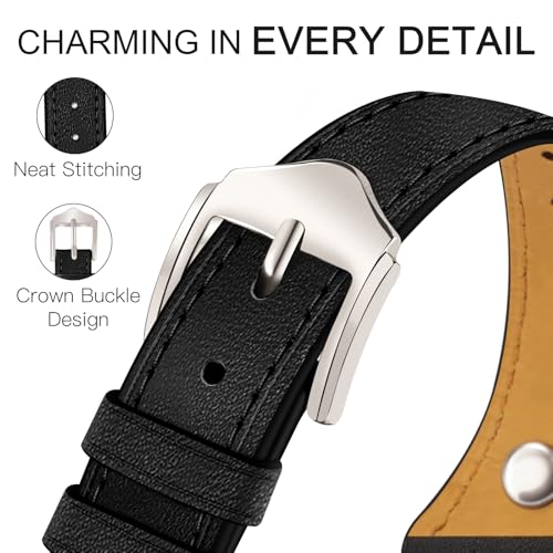 Image of JR.DM Slim Leather Bands Compatible with Apple Watch Band 38mm 40mm 41mm 42mm 44mm 45mm 46mm 49mm, Genuine Leather Band with Charms, Feminine Design for Iwatch Ultra SE Series 11 10 9 8 7 6 5 4 3 2 1