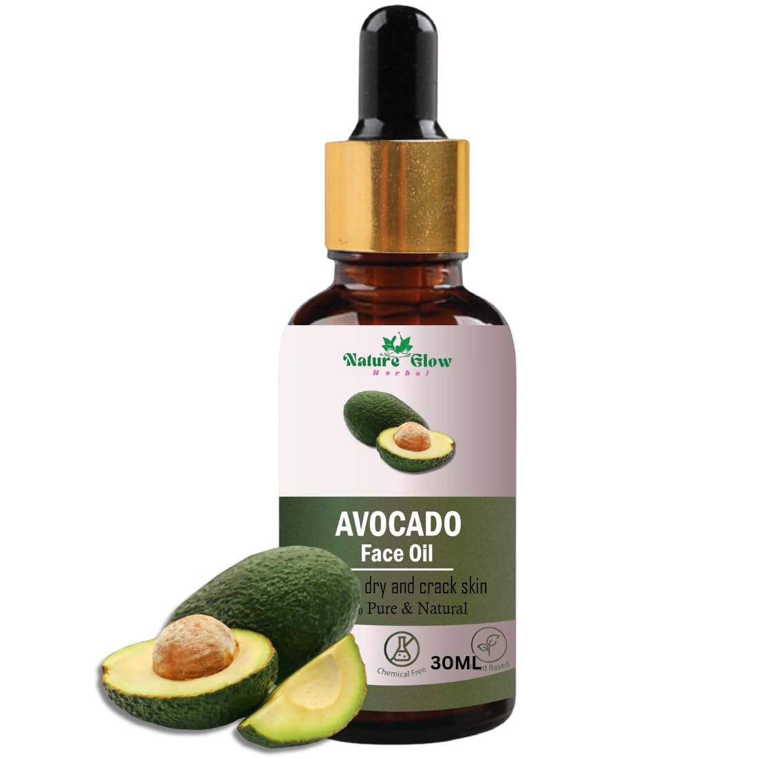 Nature glow Herbal finest and freshest Avocado facial oil | 100% Pure and Natural Decrease inflammatory of skin. In glass bottle – 30ml