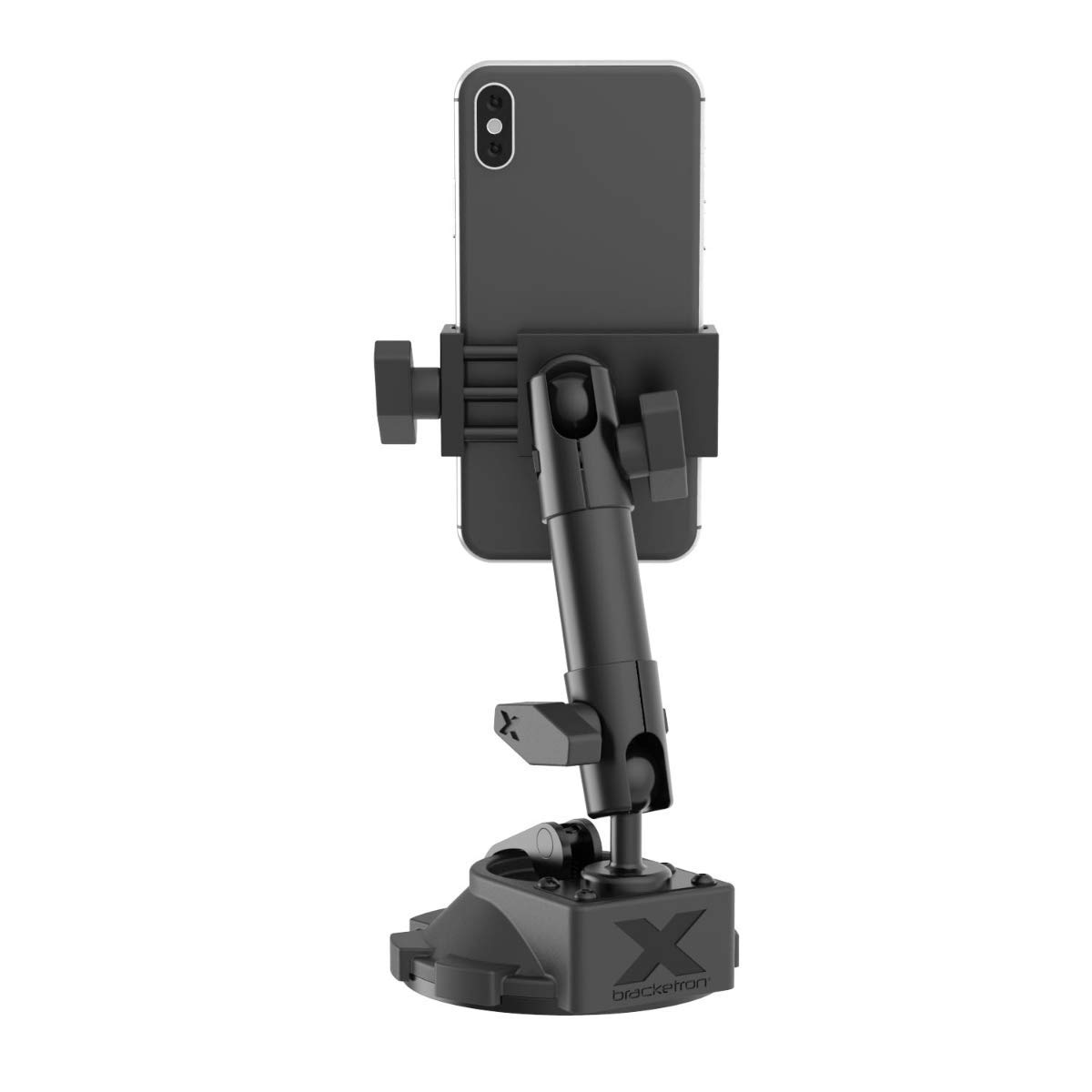 Bracketron HD Phone Dock Pro Soporte de Abrazadera de Metal para salpicadero y Ventana, Soporte de teléfono para Coche, Soporte Universal para teléfono de hasta 3.5 Pulgadas de Ancho