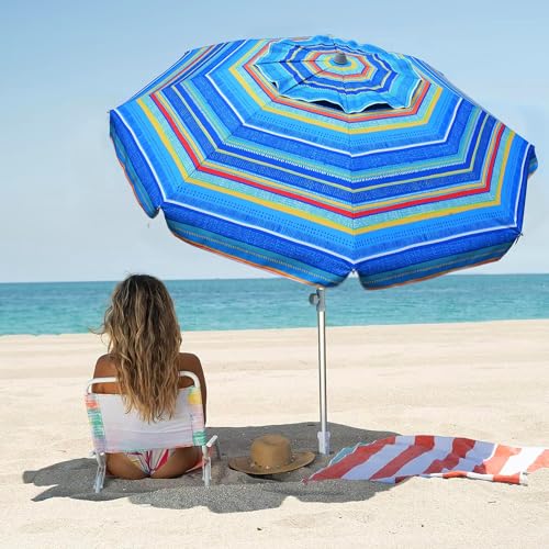 Ammsun TS71013 7Ft Heavy Duty Beach Umbrella With Sand Anchor, Uv 50+ Protection, Outdoor Sunshade, Carry Bag, Patio Garden thumb #3