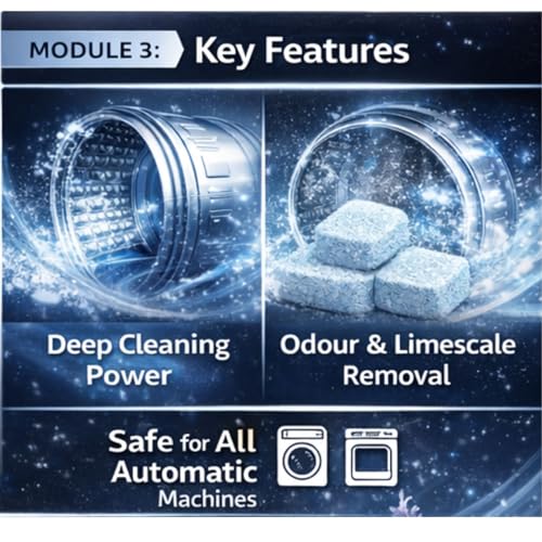 Image of Washing Machine Cleaner Tablets (16 Tablets) | Drum & Pipe Deep Cleaner | Lavender Scent | Removes Odour, Limescale & Residue | For Front Load & Top Load Fully Automatic Washing Machines