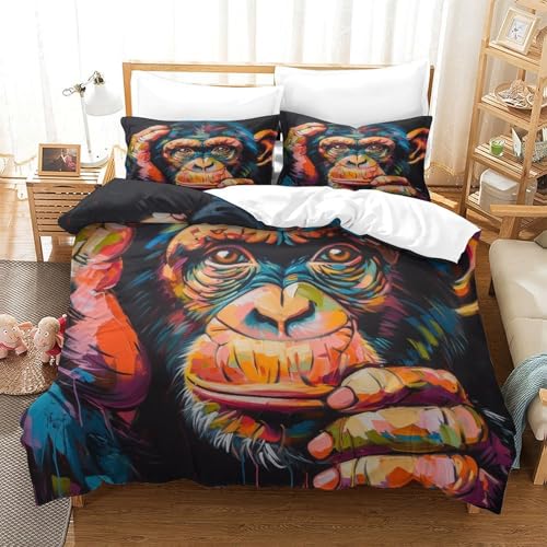 Housse de couette chimpanzé 140x200 parure de lit microfibre