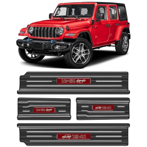 smnuxwm Upgraded Door Sill Guards Compatible with Jeep Wrangler JL JLU 2018-2025 2026 & Gladiator JT 2020-2025 2026 Accessories Stainless Steel Door Entry Guard (4-Door Brushed Black)