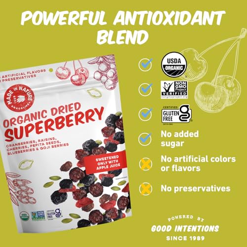 Made In Nature Organic Superberry Fruit Fusion, 10 Ounce (Pack of 2) – Fruit and Nut Trail Mix, Non-GMO, Unsulfured, Gluten Free - Thumbnail 4