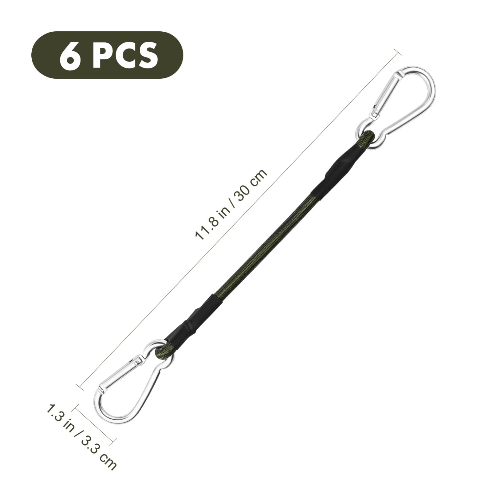 6 Stück Bungee-Seile Mit Karabinern – Elastische Spanngurte 25 Cm Für Camping, Fahrrad & Mehr
