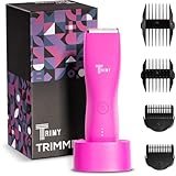 TRIMY Body Hair Trimmer for Men and Women, Ball and Groin Trimmer, Bikini Trimmer, Pubic Hair, Manscaping, Waterproof, Wireless Grooming, Body Shaver, Manscape (Pink)
