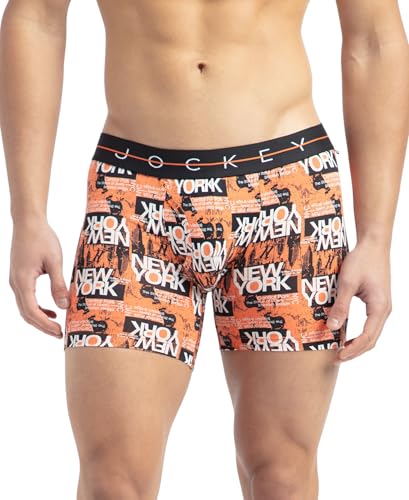 Image of Jockey NY03 Men's Super Combed Cotton Elastane Stretch Printed Boxer Brief with Ultrasoft Waistband (Prints May Vary)