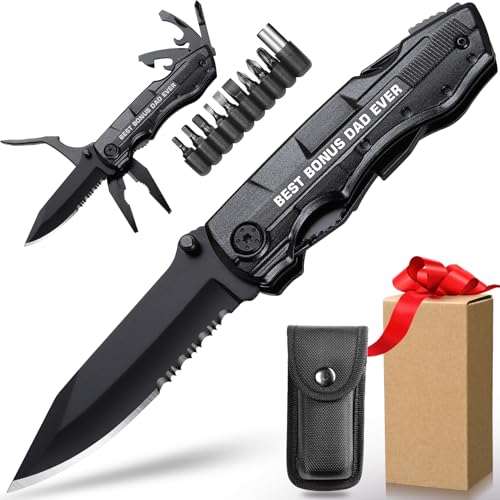 Step Dad Gifts, BEST BONUS DAD EVER Multitool Knife, Gifts