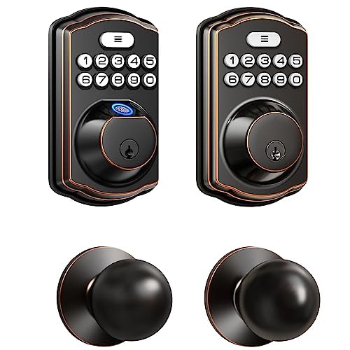 Veise KS01C and KS02C Keyless Door Lock with Door Knobs Oil-Rubbed Bronze