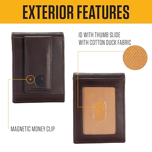 Image of Carhartt Men's Oil Tan Leather Wallet, Front Pocket, Passcase & Trifold Designs, Long-Lasting Construction, Gifts for Men