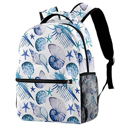 Sac à dos motif coquille de mer léger pour l'école des garçons et des filles