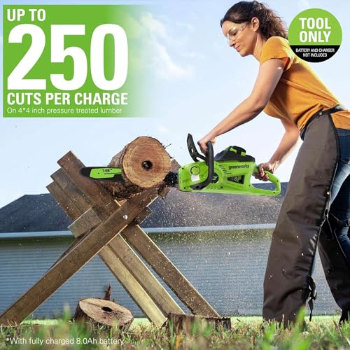 Image of Greenworks 40V 18 inch Brushless Cordless Chainsaw (Great For Tree Felling, Limbing, Pruning, and Firewood / 75+ Compatible Tools), Tool Only