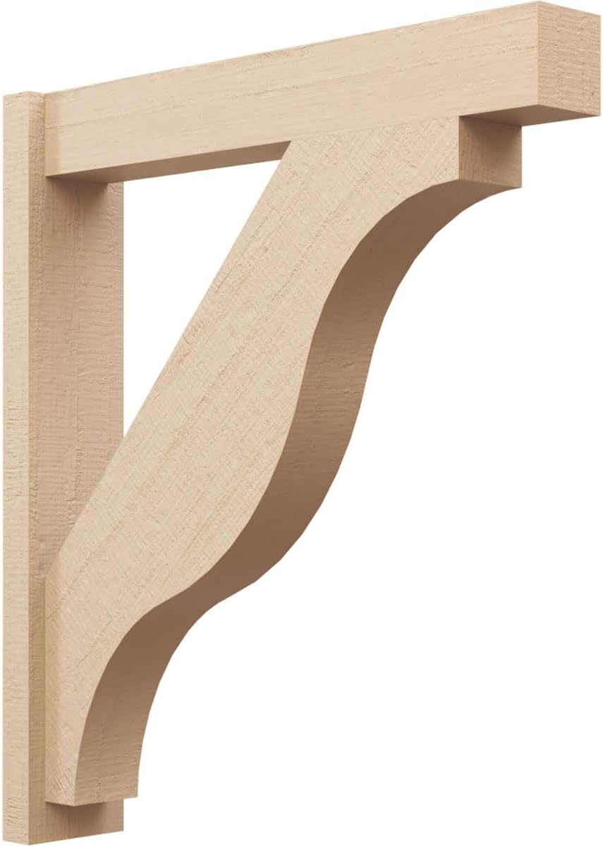 Ekena Millwork 6"W x 32"D x 36"H Funston Block Rough Cedar Woodgrain TimberThane Outlooker, Primed Tan