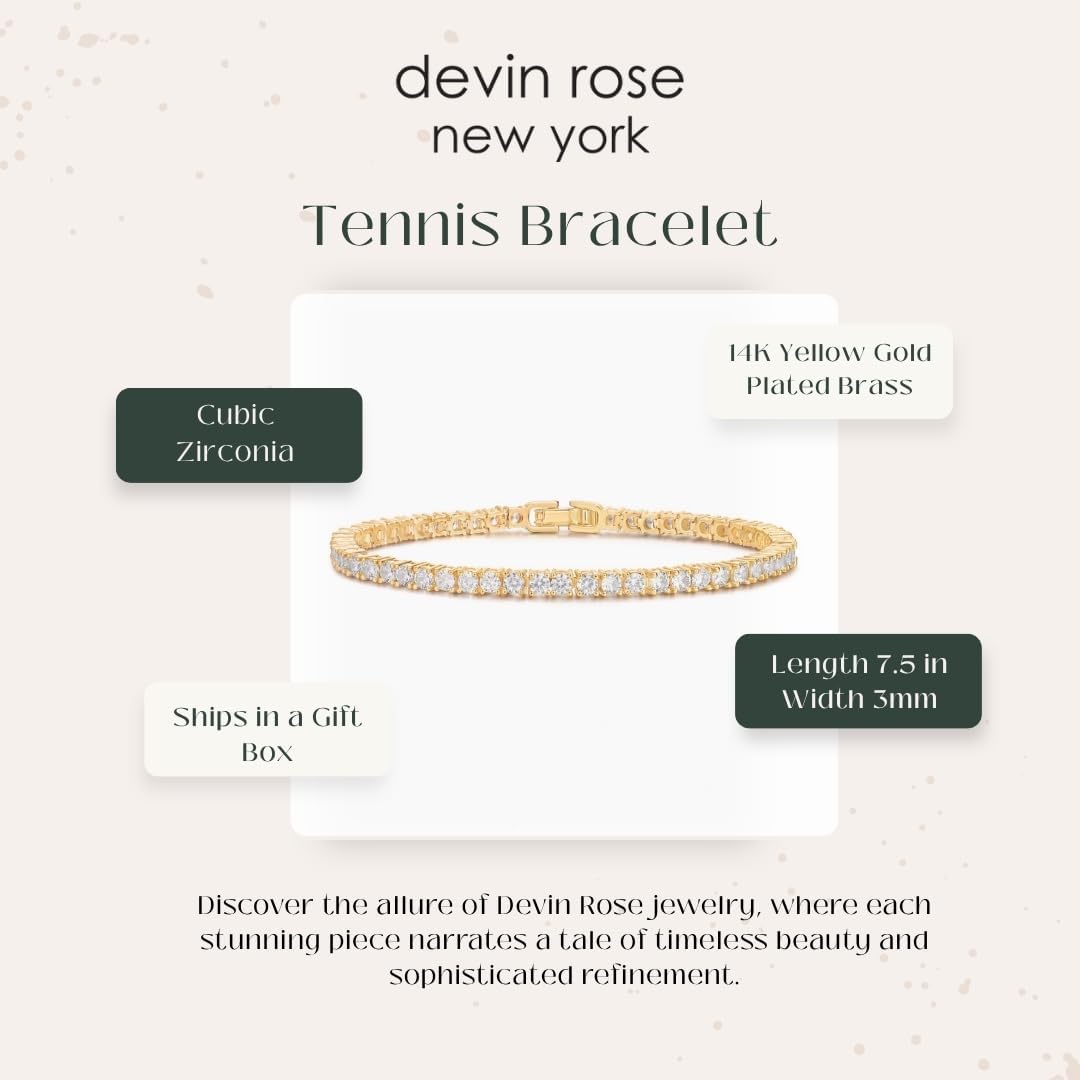 Devin Rose 3MM Cubic Zirconia Tennis Bracelet for Women CZ Bracelets Sizes 6.5 7.5 Inches - Image 3