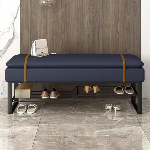 Banc de rangement design avec coussin cuir et structure métal haut de gamme