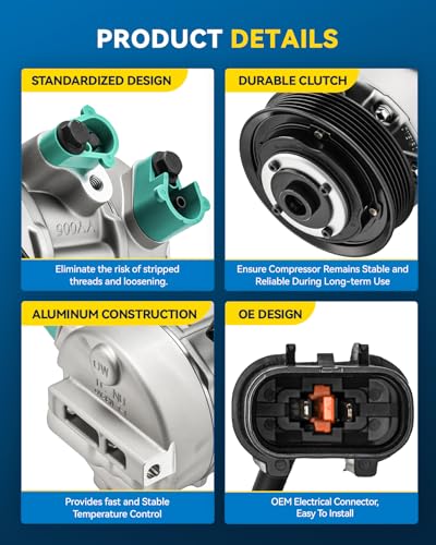 Image of PHILTOP A76298 Air Conditioner AC Compressor with Clutch for Hyundai Tucson 2017-2018 2.0L