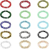 Hicarer 15 Pieces Beaded Rings for Women Elastic Finger Stretchy Crystal Rings