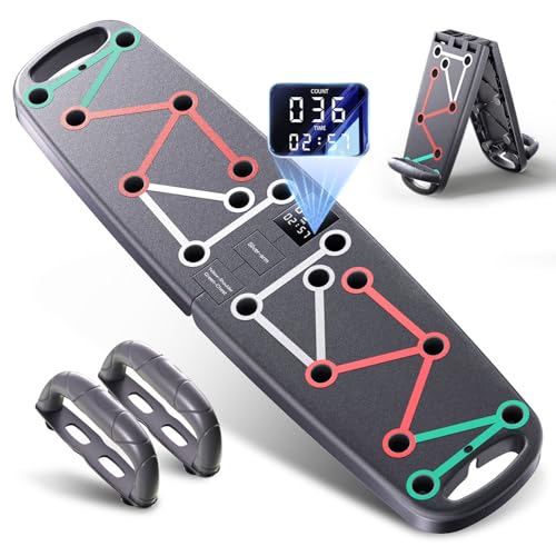Adjustable Push Up Board with Display – Smart Pushup Board with Real-Time Rep & Time Tracking, 9 Positions for Chest, Shoulders, Back & Triceps, Non-Slip Ergonomic Design for Home Workouts