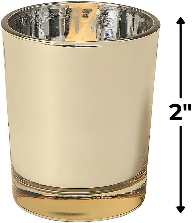 Fun Express Gold Electroplated Votive Candle Holders - Home Decor - Candle Holders for Table Centerpieces - Halloween & Thanksgiving Decorations Indoor - 6 Pieces