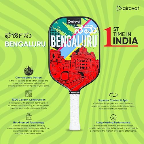 Image of City Edition 7416 (Bengaluru) Pickleball Paddle Features 3K Carbon, hot-Pressed Build for Power, Spin, and Control. India's 1st Paddle Blending City Heritage with Modern Design for top Performance.