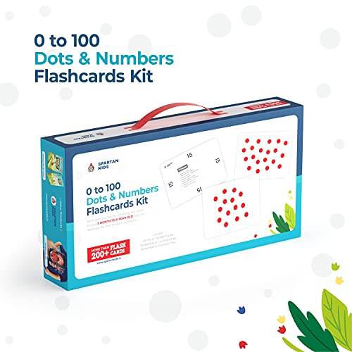 Image of Spartan Kids 0 to 100 Dots and Numbers Flashcards Educational Kit, Early Maths Learning Flash Cards for 1 Year Old Baby and Flash Cards for 1 + Year Old Baby Toddler More Than 200+ Cards