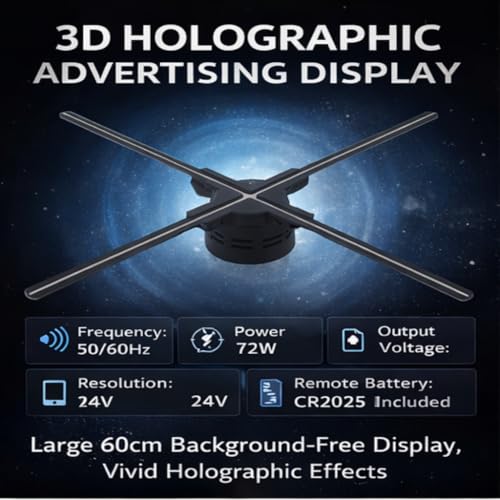 Miniatura 2 de Viagasafamido Pantalla De Ventilador De Holograma 3d, Máquina De Publicidad De Proyección Holográfica 3d 60 Cm 8g Pantalla De Publicidad De Proyector De Holograma 3d A Ojo Desnudo Para
