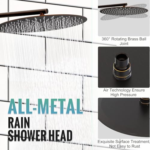 Image of SR SUN RISE Shower Faucet - 16 Inch Multifunctional High Pressure Shower Head System with Handheld Shower Head Fixtures - Valve Included - Oil Rubbed Bronze